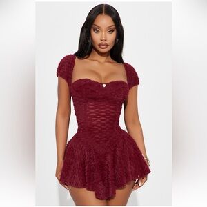 Fashion Nova Rosaline Mini Dress Burgandy